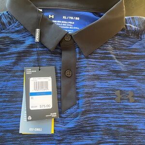 Brand NEW Mens Under Armour XL The ISO-Chill Polo Midnight Navy with black loose